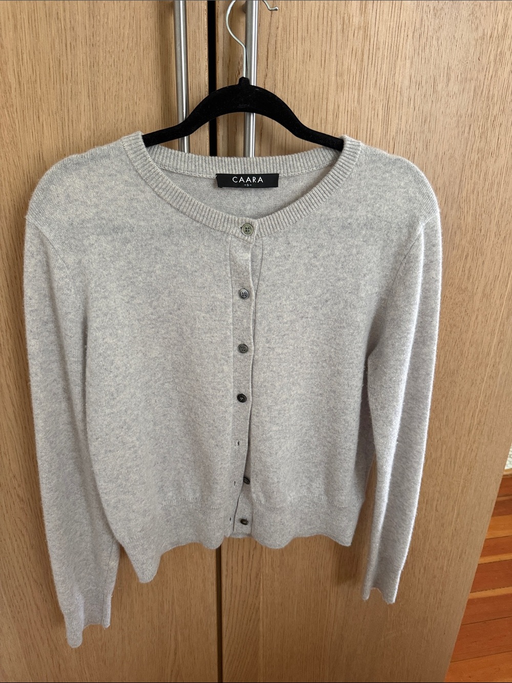 Light Gray Crewneck Button Cardigan Sweater